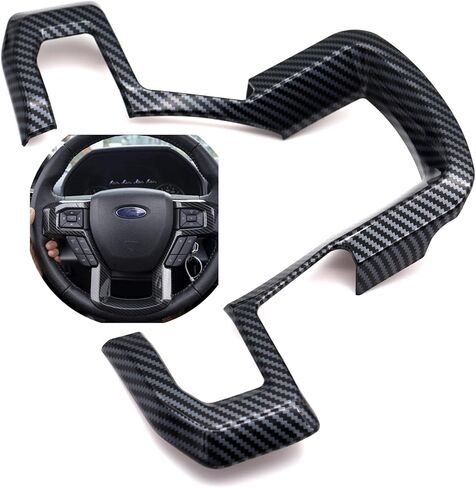Compatible with Ford F150 2015-2020 ABS Carbon Fiber Car Steering Wheel Decorative Trim Cover, for F250 F350 2017-2022, for 2018-2021 Ford Expedition, Black in Saudi Arabia