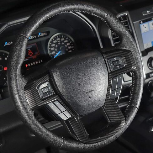 Compatible with Ford F150 2015-2020 ABS Carbon Fiber Car Steering Wheel Decorative Trim Cover, for F250 F350 2017-2022, for 2018-2021 Ford Expedition, Black in Saudi Arabia