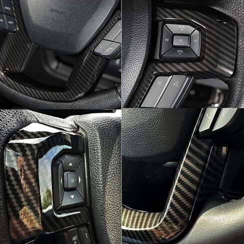 Compatible with Ford F150 2015-2020 ABS Carbon Fiber Car Steering Wheel Decorative Trim Cover, for F250 F350 2017-2022, for 2018-2021 Ford Expedition, Black in Saudi Arabia