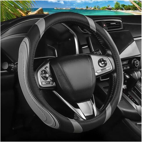 Car Steering Wheel Cover, 15 Inch Elastic Breathable Leather Vehicle Steer Wheels Protector, Anti-Slip Automotive Interior Protection Accessories for Men Women, Universal Fit (Mint Green) in Saudi Arabia