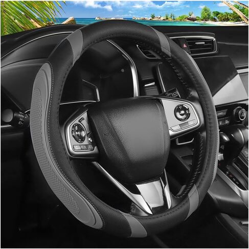 Car Steering Wheel Cover, 15 Inch Elastic Breathable Leather Vehicle Steer Wheels Protector, Anti-Slip Automotive Interior Protection Accessories for Men Women, Universal Fit (Mint Green) in Saudi Arabia