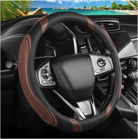 Car Steering Wheel Cover, 15 Inch Elastic Breathable Leather Vehicle Steer Wheels Protector, Anti-Slip Automotive Interior Protection Accessories for Men Women, Universal Fit (Mint Green) in Saudi Arabia