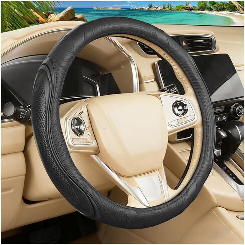 Car Steering Wheel Cover, 15 Inch Elastic Breathable Leather Vehicle Steer Wheels Protector, Anti-Slip Automotive Interior Protection Accessories for Men Women, Universal Fit (Mint Green) in Saudi Arabia