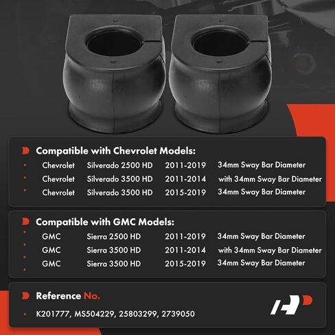 A-Premium 2 x Front To Frame Sway Bar Bushing Kit, Compatible with Chevrolet Silverado 2500 HD, Silverado 3500 HD & GMC Sierra 2500 HD, Sierra 3500 HD, 2011-2019 in Saudi Arabia