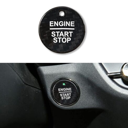 QianBao Compatible with Carbon Fiber Start Stop Button Cover Car Engine Push Start Ignition Switch for Ford F-150 Explorer Escape Focus Fusion Edge Ranger Taurus Everest Black in Saudi Arabia