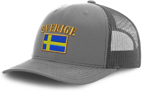 Custom Mesh Cap Hat Embroidered Sweden Sverige Flag Sverige Scandinavia Trucker Hats for Men & Women Cotton in Saudi Arabia