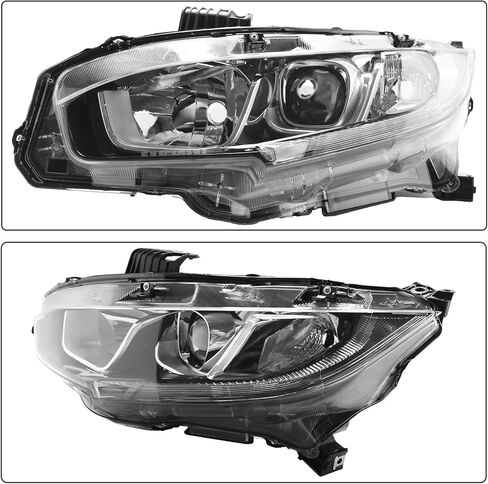 Chrome Headlights Assembly w/LED DRL Compatible with 2016-2021 Honda Civic Halogen Headlamps Direct Replacement Driver Passenger Side 33150TBAA01, 33100TBAA01 in Saudi Arabia