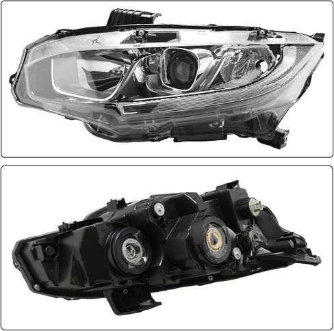 Chrome Headlights Assembly w/LED DRL Compatible with 2016-2021 Honda Civic Halogen Headlamps Direct Replacement Driver Passenger Side 33150TBAA01, 33100TBAA01 in Saudi Arabia