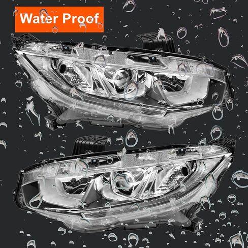 Chrome Headlights Assembly w/LED DRL Compatible with 2016-2021 Honda Civic Halogen Headlamps Direct Replacement Driver Passenger Side 33150TBAA01, 33100TBAA01 in Saudi Arabia