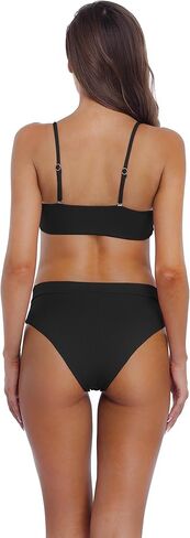 Women High Waisted Bikini Set,Cute Athletic Sporty 2 Piece Scoop Neck Bandeau Bra Bathing and High Cut Bikini Bottom-Black in Saudi Arabia