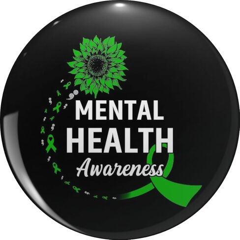 Awesome Mental Health Illness Survivor Shirt Semicolon Sunflower Depression Awareness T Shirt Metal Lapel Hat Pin Te Tack Pinback 0.75" in Saudi Arabia