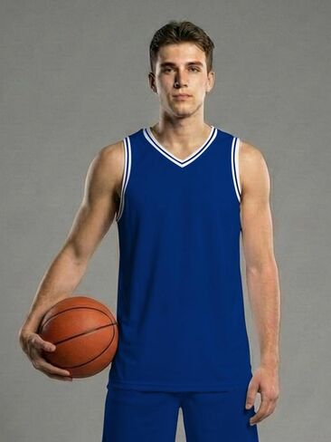 Breathable Basketball Shirt for Men - Quick-Dry Performance Training Tee Blue Color in Saudi Arabia