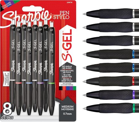 Sharpie S-Gel | Gel Pens | Medium Point (0.7mm) | Assorted Ink Colours | 8 Count in Saudi Arabia