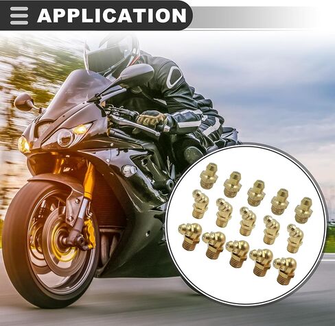 Motoforti Universal Grease Nipple, M8, Brass, Gold Tone, 5 Set in Kuwait