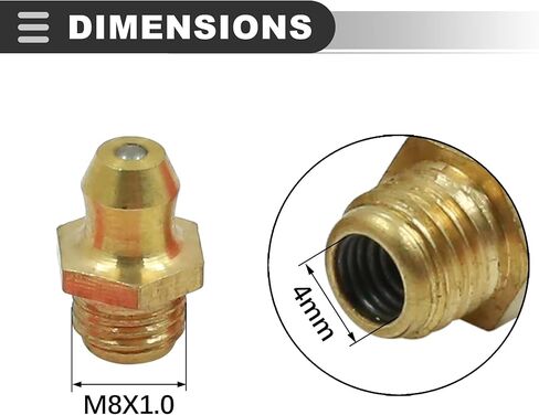 Motoforti Universal Grease Nipple, M8, Brass, Gold Tone, 5 Set in Kuwait