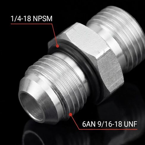 6AN Male Flare to 1/4 NPSM Transmission Cooler Adapter Fitting Compatible with TH350 TH400 4L60E 700R4 200-4R TR6060 AOD 4R100 4R70W C5 Aluminum 2PCS in Saudi Arabia