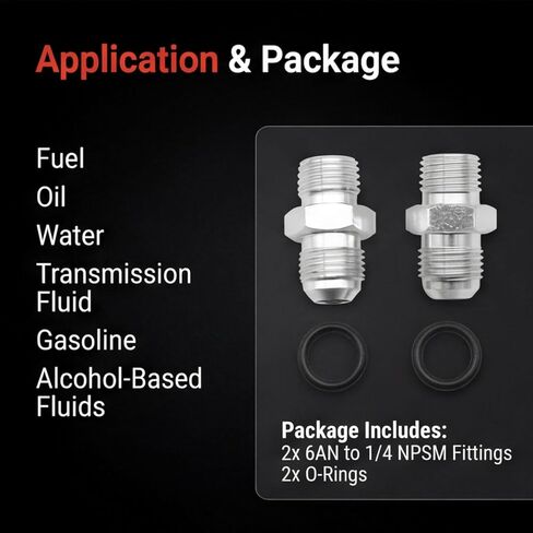 6AN Male Flare to 1/4 NPSM Transmission Cooler Adapter Fitting Compatible with TH350 TH400 4L60E 700R4 200-4R TR6060 AOD 4R100 4R70W C5 Aluminum 2PCS in Saudi Arabia