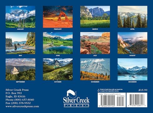 تقويم المتنزهات الوطنية 2026 - مطبعة سيلفر كريك - صور المتنزهات الوطنية بالولايات المتحدة الأمريكية - 13.5 × 10 بوصة - مصممة في الولايات المتحدة الأمريكية in Kuwait