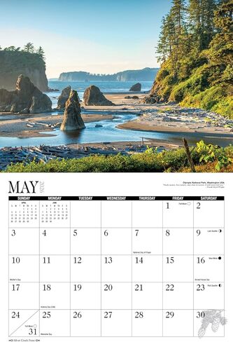 تقويم المتنزهات الوطنية 2026 - مطبعة سيلفر كريك - صور المتنزهات الوطنية بالولايات المتحدة الأمريكية - 13.5 × 10 بوصة - مصممة في الولايات المتحدة الأمريكية in Kuwait