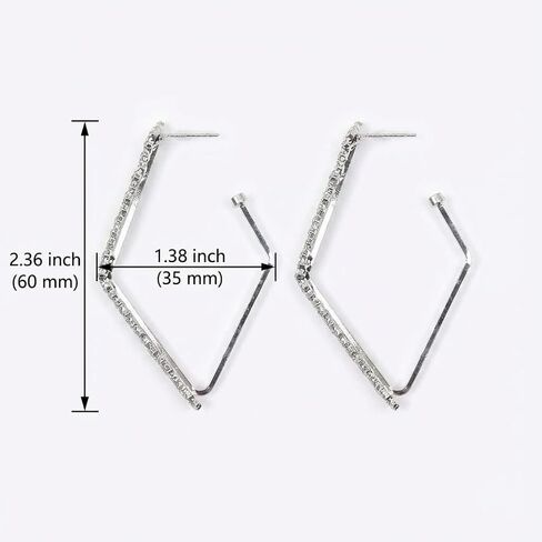 Rhinestone Geometric Hoop Stud Earrings for Women - Sparkly Crystal Statement Jewelry for Evening Parties, Weddings and Special Occasions in Saudi Arabia