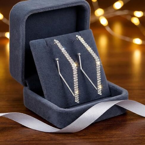Rhinestone Geometric Hoop Stud Earrings for Women - Sparkly Crystal Statement Jewelry for Evening Parties, Weddings and Special Occasions in Saudi Arabia