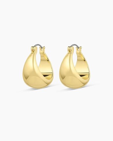 gorjana - Banks Hoops 9/16" Width - 18k Gold Plated - Stylish Teardrop Design - Enhances Any Ensemble - Lightweight Comfort - Versatile Day-Night Wear - Gift Making - Secure Hinge Closure in Saudi Arabia