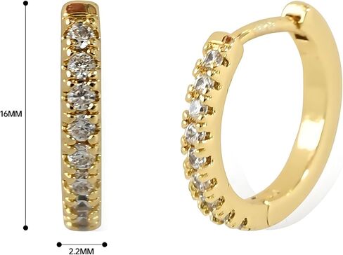 14K Gold Hoop Earrings for Women, Hypoallergenic Gold Plated Huggie Hoop Earrings, Lightweight Small Hoop Earrings with Round Cubic Zirconia, Gold Earrings for Women in Saudi Arabia