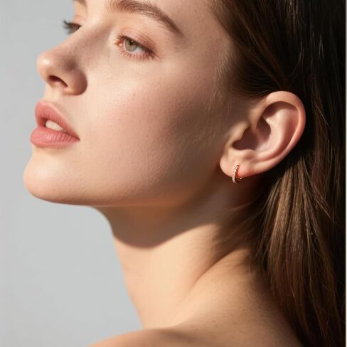 14K Gold Hoop Earrings for Women, Hypoallergenic Gold Plated Huggie Hoop Earrings, Lightweight Small Hoop Earrings with Round Cubic Zirconia, Gold Earrings for Women in Saudi Arabia