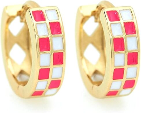 حلق مربعات للنساء، أقراط دائرية أنيقة على شكل مربعات دائرية، أقراط دائرية مطلية بالذهب عيار 18 قيراط، أقراط دائرية على شكل مربعات دائرية، أزياء عصرية لا تسبب الحساسية، هدايا مجوهرات عصرية in Kuwait