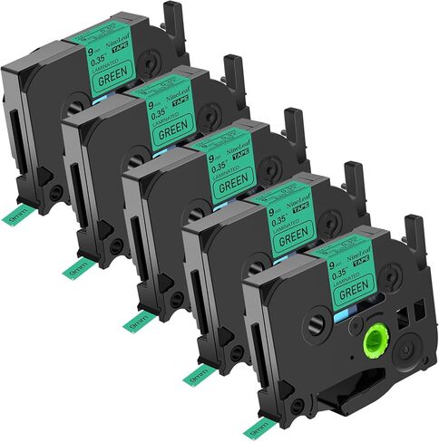 شريط ملصقات Nineleaf TZe-721 مقاس 9 مم 0.35 أخضر مصفح tz721 TZe tz أسود على أخضر متوافق مع شريط صانع الملصقات Brother P Touch مقاس 3/8 بوصة للأخ Ptouch PT-H100 PT-H110 D200 D210، 5 عبوات in Saudi Arabia