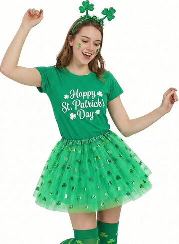 Sicypoty Women Green Shamrock Short Skirt St Patrick's Day Ballerina Tutu Costume in Kuwait