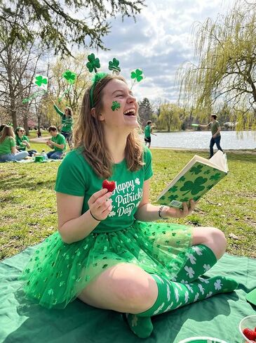 Sicypoty Women Green Shamrock Short Skirt St Patrick's Day Ballerina Tutu Costume in Kuwait