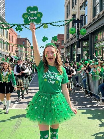 Sicypoty Women Green Shamrock Short Skirt St Patrick's Day Ballerina Tutu Costume in Kuwait