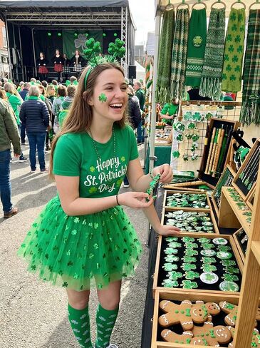 Sicypoty Women Green Shamrock Short Skirt St Patrick's Day Ballerina Tutu Costume in Kuwait