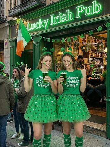 Sicypoty Women Green Shamrock Short Skirt St Patrick's Day Ballerina Tutu Costume in Kuwait