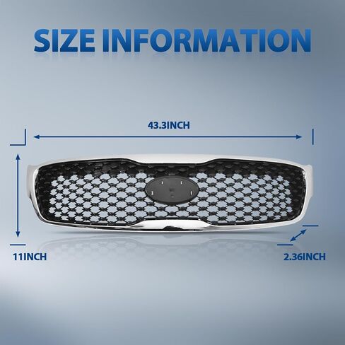 Front Bumper Upper Air Intake Grille Replacement Shroud Black Front Air Intake Grille with Chrome Trim Replacement Kit Fits 2016 2017 2018 Kia Sorento L LX in Saudi Arabia