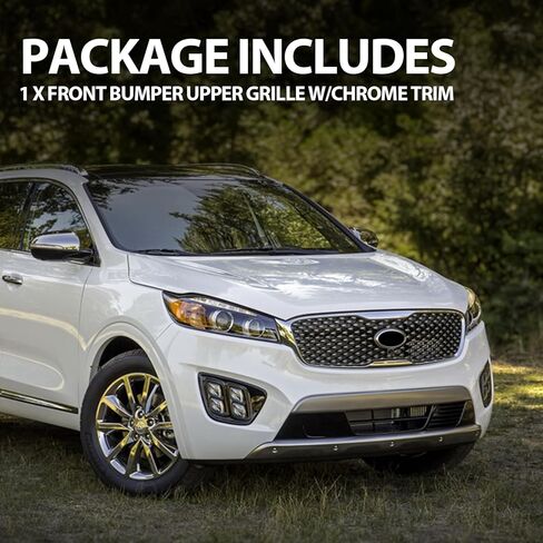 Front Bumper Upper Air Intake Grille Replacement Shroud Black Front Air Intake Grille with Chrome Trim Replacement Kit Fits 2016 2017 2018 Kia Sorento L LX in Saudi Arabia