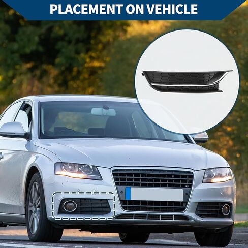 No.561853666C شواية مصابيح الضباب لفولكس واجن باسات 2012-2015 الجبهة اليمنى الأمامية السفلية غطاء الضباب الخفيف إدراج ABS 1 قطعة لهجة سوداء فضية in Kuwait