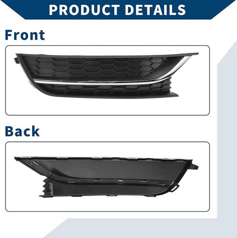 No.561853666C شواية مصابيح الضباب لفولكس واجن باسات 2012-2015 الجبهة اليمنى الأمامية السفلية غطاء الضباب الخفيف إدراج ABS 1 قطعة لهجة سوداء فضية in Kuwait