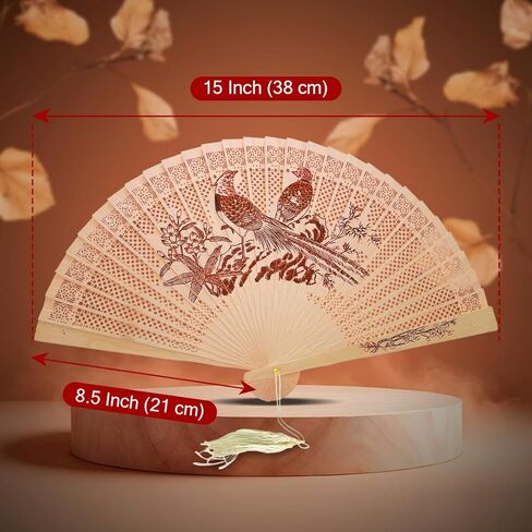 FANSOF.FANS Vintage Sandalwood Handheld Folding Hand Fan With a Tassel for Women Girls Summer Party Event Favour Birthday Wedding Souvenir Gift (Panda Heaven) in Kuwait