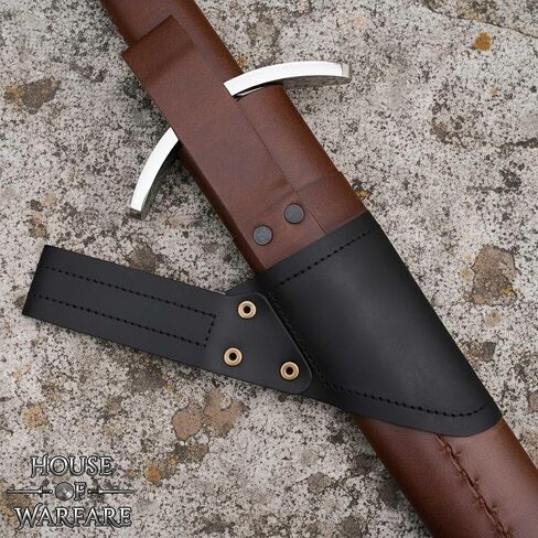 ضفدع سيف القرون الوسطى – جلد طبيعي بسمك 2 مم | حامل السيف مع رقعة الصليب الأحمر | إكسسوار LARP، Crusader، Knight وRenaissance in Kuwait