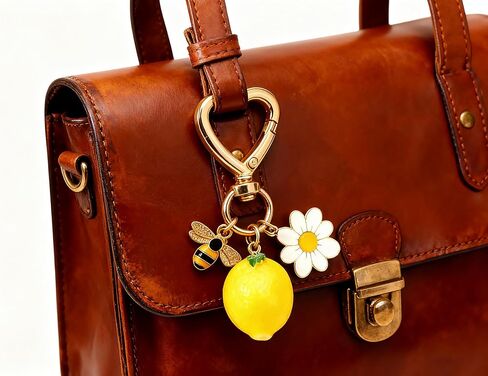 Resin Keychain 2-Pack, Cute Strawberry and Lemon Heart Shape Key Rings for Women Girls, Christmas Valentine's Day Gift for Friends, Couples in Kuwait