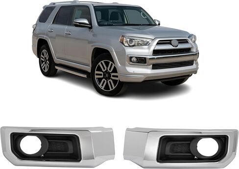 HECASA زوج إطار ضوء الضباب متوافق مع 2014-2023 Toyota 4Runner بديل محدود لـ TO1038180 TO1039180 5270335010 5270235010 غطاء مصباح الضباب أسود فضي - جانب السائق والراكب in Saudi Arabia