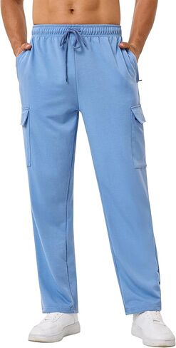 SILKWORLD Sweatpants للرجال سستة جيوب البضائع الركض مفتوحة أسفل السراويل عارضة للرياضة، الركض، الجري، تجريب in Saudi Arabia