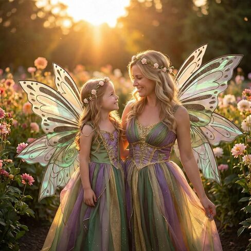 Large Fairy Wings Adult Women 35" Sparkle Butterfly Costume Set with Elf Ears Wreath Wand for Halloween Party in Saudi Arabia