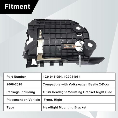 SecosAutoparts Right Side Headlight Mounting Bracket Compatible with Volkswagen Beetle 2-Door 2006-2010 2.5L l5/2.0L l4 Replace# 1C0941054 1C0-941-054 in Saudi Arabia