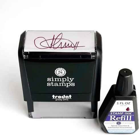 Custom Signature Stamp with Extra Bottle of Ink | Multiple Colors Available (Blue) in Kuwait