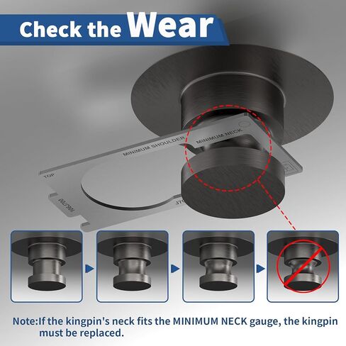 أداة قياس دبوس الملك، مدقق دبوس الملك للعجلة الخامسة يتوافق مع معيار SAE J700 للارتداء، قياس الارتفاع والتربيع، يمنع حوادث المقطورة، فضي in Kuwait