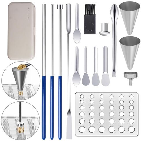 مجموعة آلة تعبئة الكبسولات - أدوات صينية حشو حبوب منع الحمل لتحضير كبسولات الجل الفارغة بسرعة جميع الأحجام 000 00 0 1 2 3 4 5، أداة ملاعق الملاعق المخبرية 13 قطعة in Kuwait
