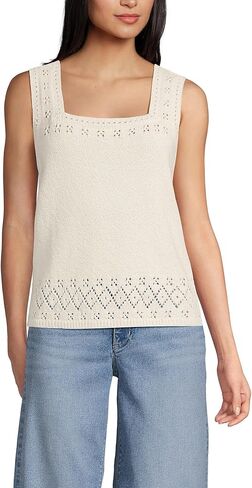 Lands' End Women's Pointelle Square Neck Tank Sweater in Saudi Arabia